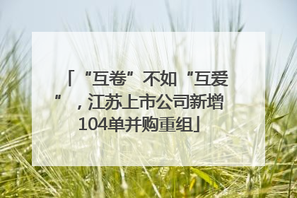 “互卷”不如“互爱”，江苏上市公司新增104单并购重组