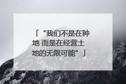 “我们不是在种地 而是在经营土地的无限可能”