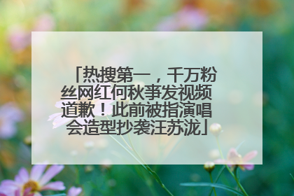 热搜第一，千万粉丝网红何秋亊发视频道歉！此前被指演唱会造型抄袭汪苏泷