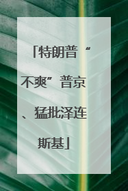 特朗普“不爽”普京、猛批泽连斯基