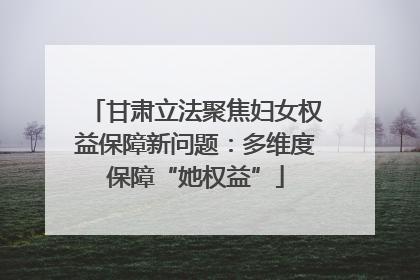 甘肃立法聚焦妇女权益保障新问题：多维度保障“她权益”