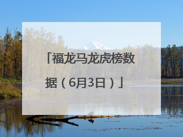 福龙马龙虎榜数据（6月3日）