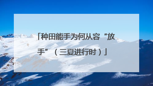 种田能手为何从容“放手”（三夏进行时）