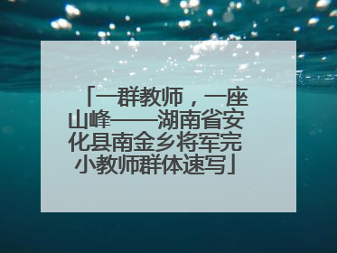 一群教师，一座山峰——湖南省安化县南金乡将军完小教师群体速写