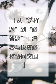 从“选择题”到“必答题”：消费与投资必将协同突围