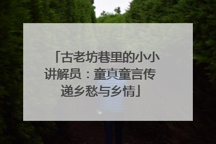 古老坊巷里的小小讲解员：童真童言传递乡愁与乡情