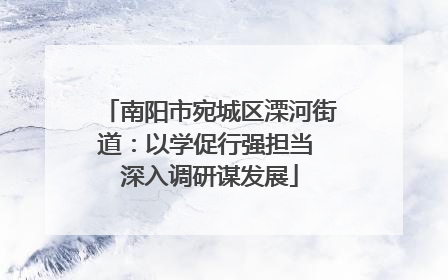 南阳市宛城区溧河街道：以学促行强担当 深入调研谋发展