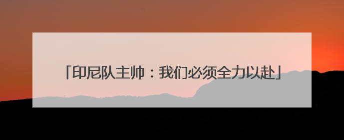 印尼队主帅：我们必须全力以赴
