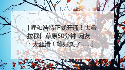 呼和浩特正式开通！去希拉穆仁草原50分钟 网友：太丝滑！等好久了……