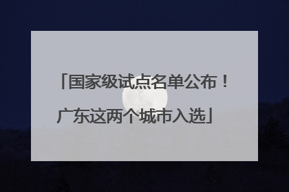 国家级试点名单公布！广东这两个城市入选