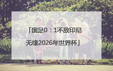国足0：1不敌印尼 无缘2026年世界杯