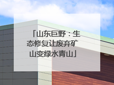 山东巨野：生态修复让废弃矿山变绿水青山