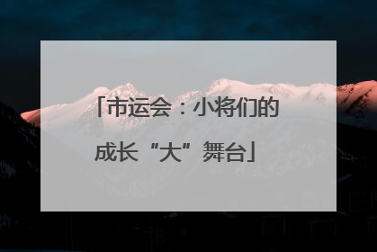 市运会：小将们的成长“大”舞台