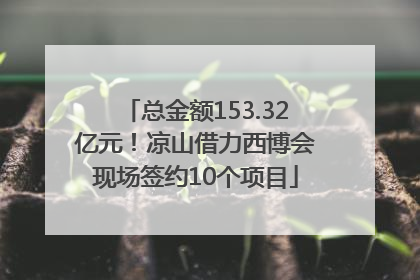 总金额153.32亿元！凉山借力西博会现场签约10个项目