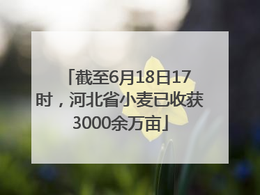 截至6月18日17时，河北省小麦已收获3000余万亩
