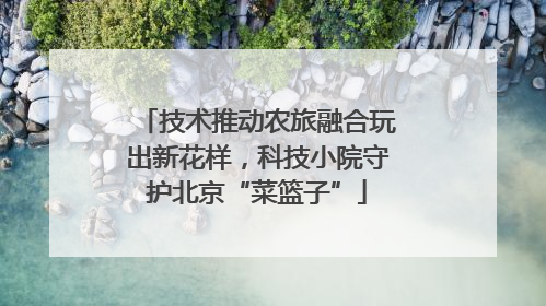 技术推动农旅融合玩出新花样，科技小院守护北京“菜篮子”
