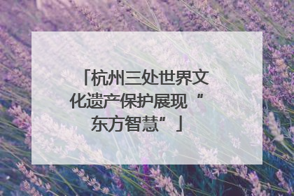 杭州三处世界文化遗产保护展现“东方智慧”