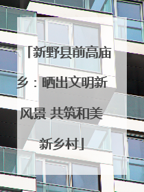 新野县前高庙乡：晒出文明新风景 共筑和美新乡村