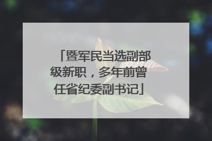 暨军民当选副部级新职，多年前曾任省纪委副书记
