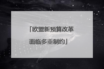 欧盟新预算改革面临多重制约