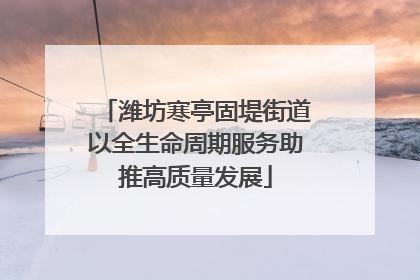 潍坊寒亭固堤街道以全生命周期服务助推高质量发展