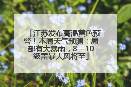 江苏发布高温黄色预警！本周天气预测：局部有大暴雨，8—10级雷暴大风将至