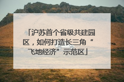 沪苏首个省级共建园区，如何打造长三角“飞地经济”示范区