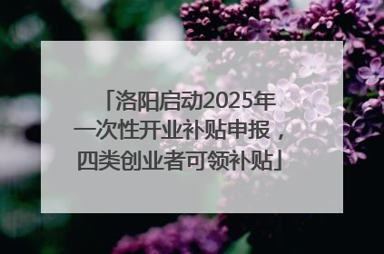 洛阳启动2025年一次性开业补贴申报，四类创业者可领补贴