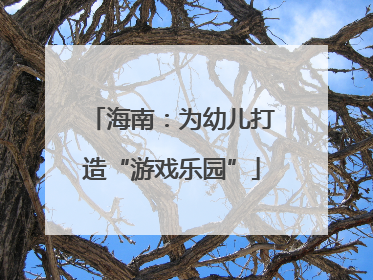 海南：为幼儿打造“游戏乐园”