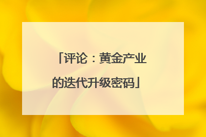 评论：黄金产业的迭代升级密码