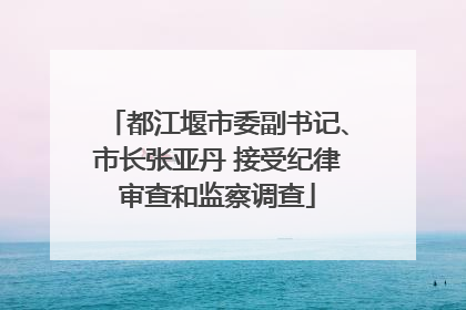 都江堰市委副书记、市长张亚丹 接受纪律审查和监察调查