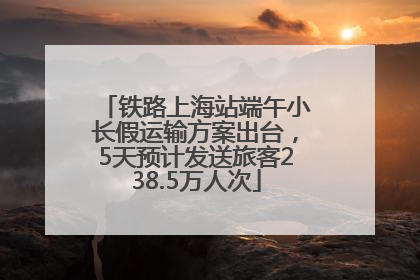 铁路上海站端午小长假运输方案出台，5天预计发送旅客238.5万人次