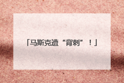 马斯克遭“背刺”！