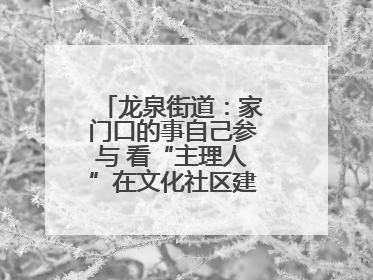 龙泉街道：家门口的事自己参与 看“主理人”在文化社区建设中大放异彩