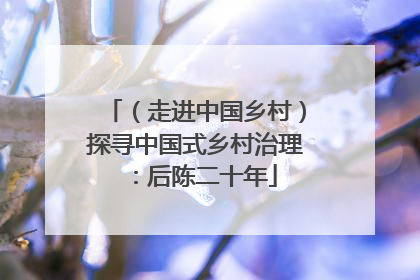 （走进中国乡村）探寻中国式乡村治理：后陈二十年