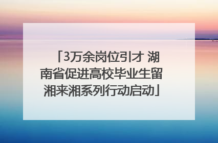 3万余岗位引才 湖南省促进高校毕业生留湘来湘系列行动启动