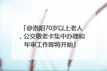 @洛阳70岁以上老人，公交敬老卡集中办理和年审工作即将开始