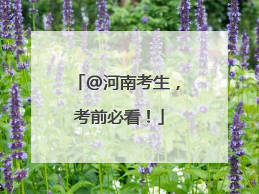 @河南考生，考前必看！